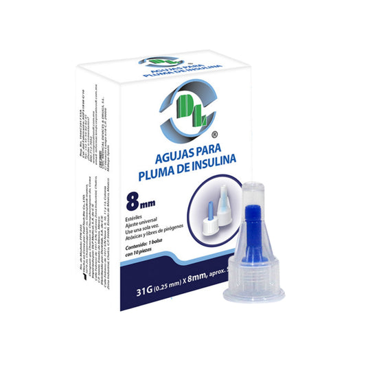 3x1 Agujas para pluma de insulina DL 31Gx8mm. 3 Cajas con 10 piezas cada una.