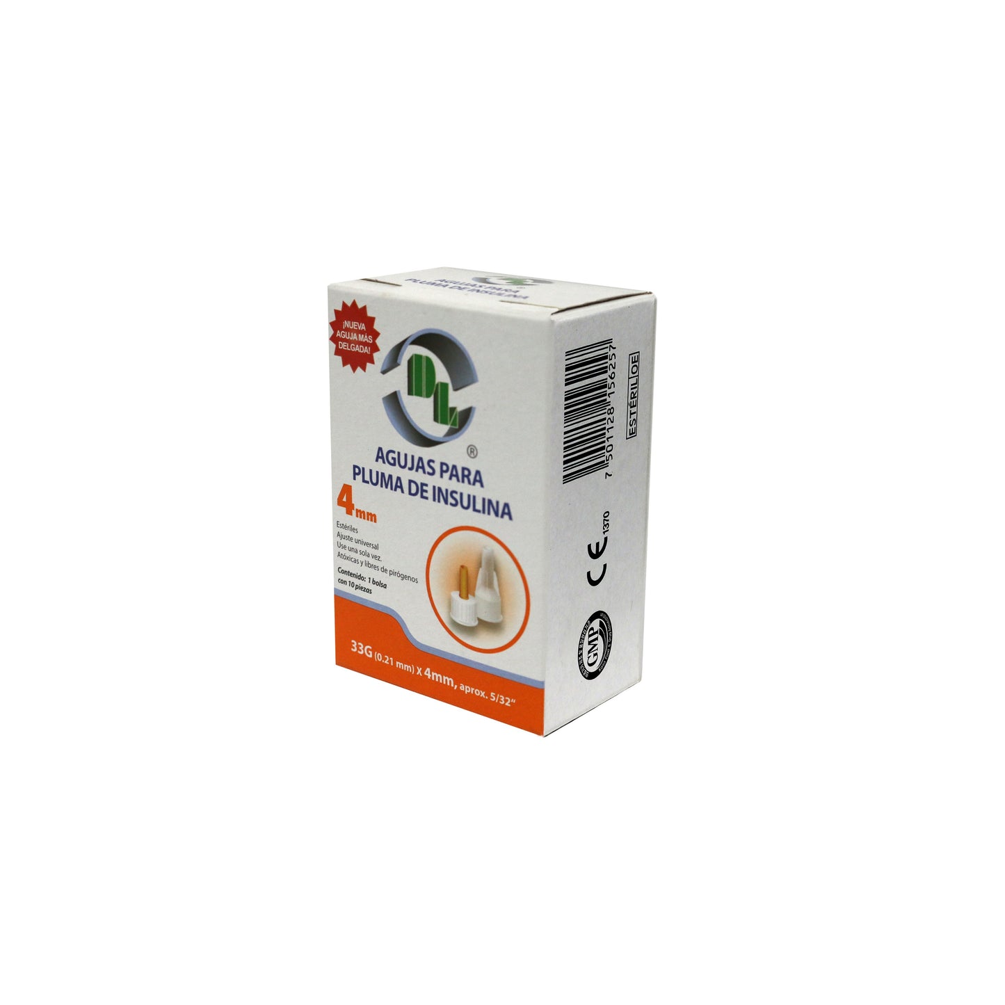 3x1 Agujas para pluma de insulina DL 33Gx4mm. 3 Cajas 10 piezas cada una.