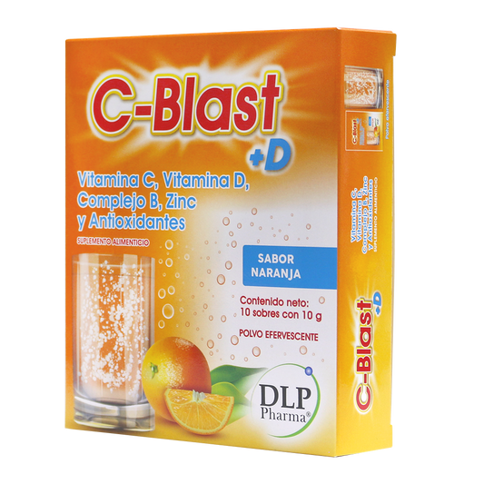 Kit 3 Cajas de C-Blast+D, Vitamina C, Vitamina D, Complejo B, Zinc y Antioxidantes Polvo Efervescente (caja con 10 sobres) (NARANJA)