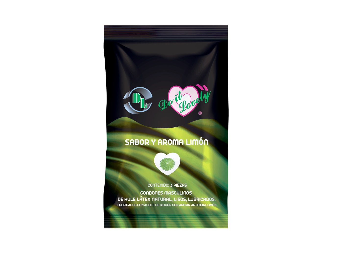 Condón masculino con sabor y aroma Do It Lovely. Caja con 12 bolsas con 3pzs cada uno