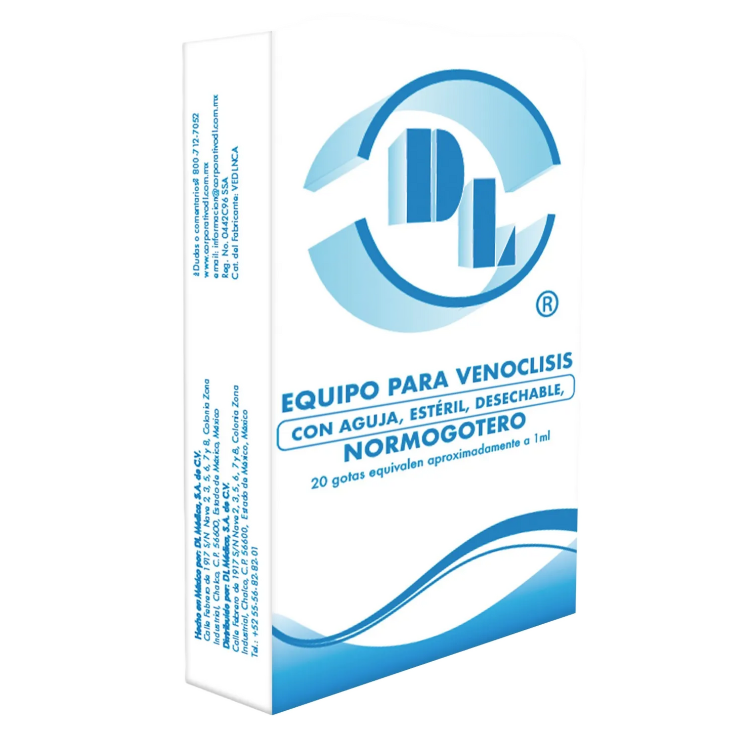 Equipo para venoclisis Normogotero con Aguja, estéril y desechable.