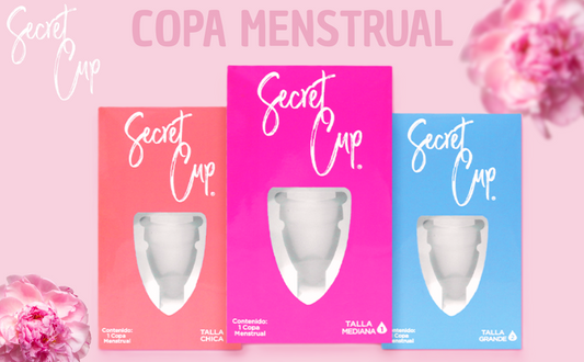 Copa menstrual femenina Secret Cup, kit copa + bolsa transportadora, ecológica reutilizable, distintos tamaños