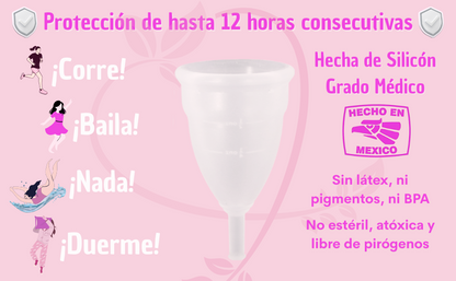 Copa Menstrual Femenina Secret Cup kit copa + Bolsa transportadora, Ecologica e Reutilizable, Tamaño a elegir