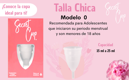 Copa Menstrual Femenina Secret Cup kit copa + Bolsa transportadora, Ecologica e Reutilizable, Tamaño a elegir