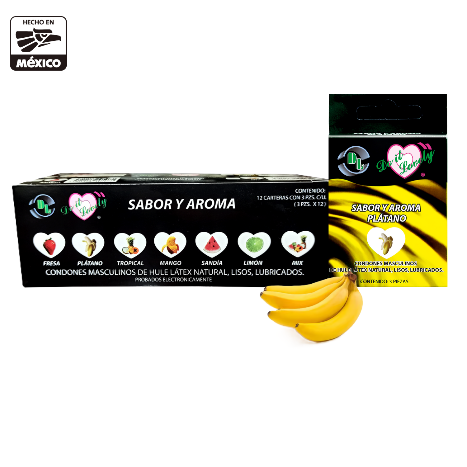 Condón Dl Aroma Y Sabor Caja Con 12 Carteras, Cartera Con 3 pz