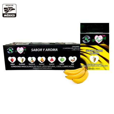 Condón Dl Aroma Y Sabor Caja Con 12 Carteras, Cartera Con 3 pz