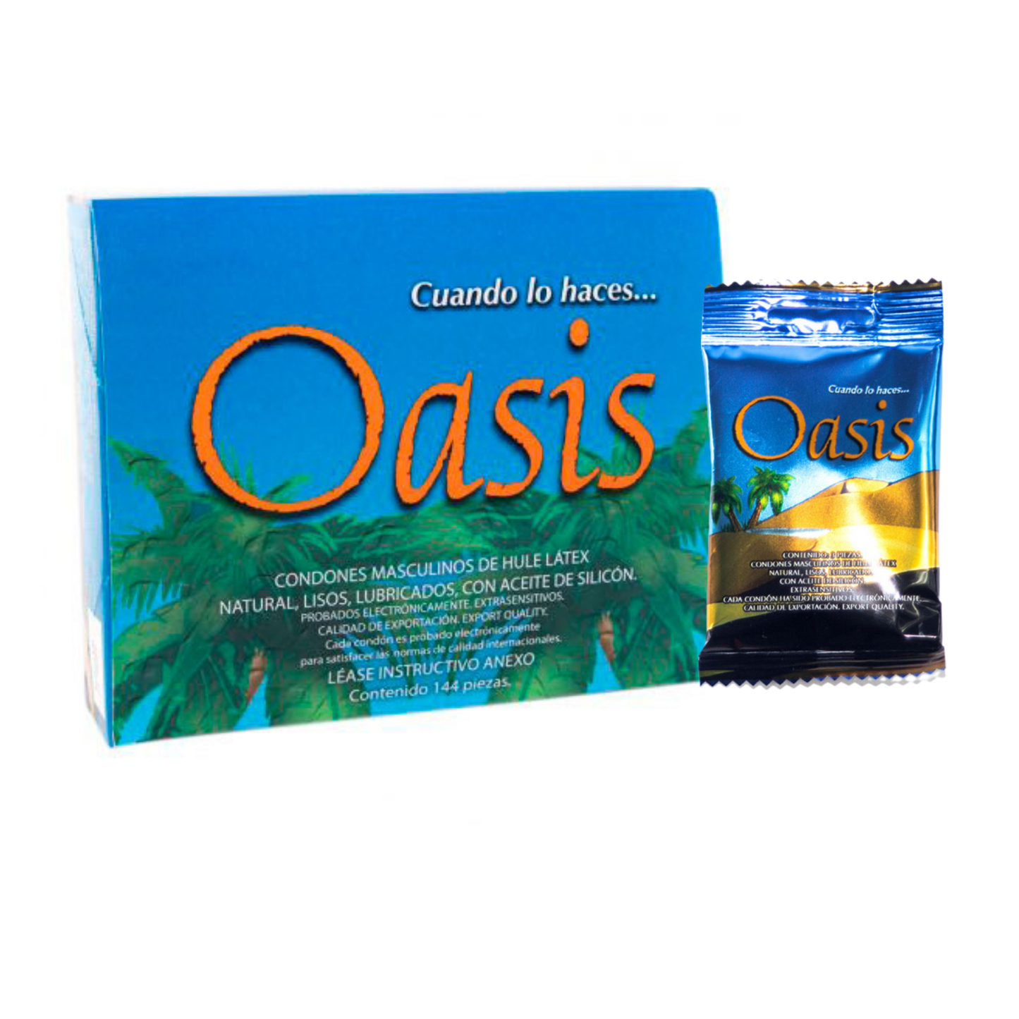 Condón masculino Oasis. Caja con 144 piezas