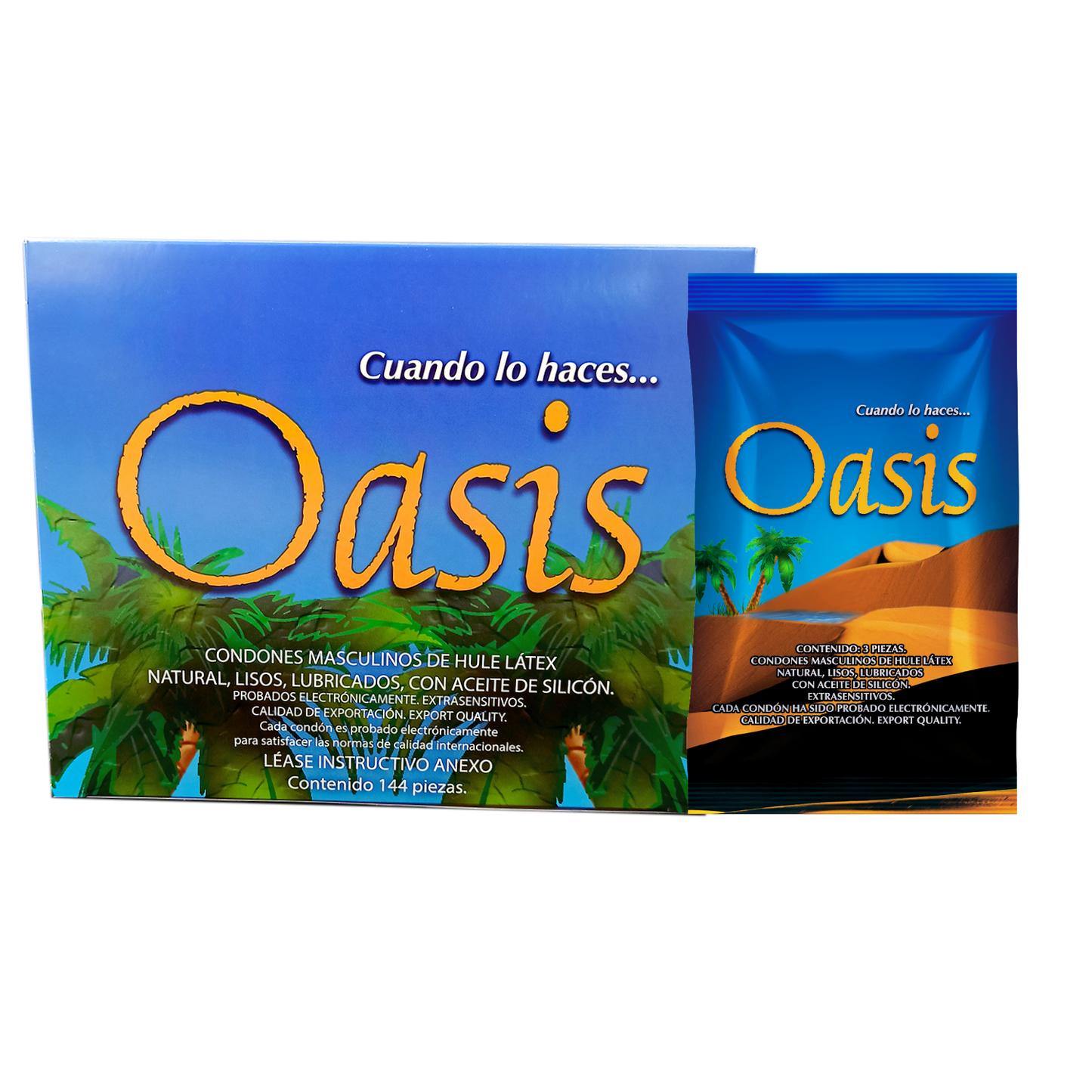 Condón masculino Oasis. Caja con 144 piezas