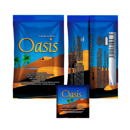 Condón masculino Oasis. Caja con 12 bolsas, cada una con 3 piezas