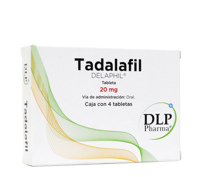 Delaphil Tadalafil 20mg caja con 4 tabletas