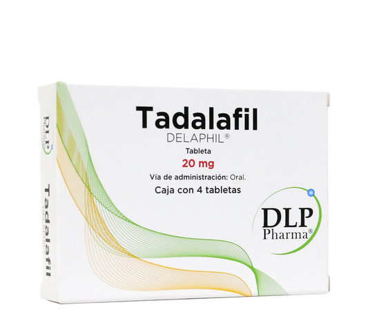Delaphil Tadalafil 20mg caja con 4 tabletas