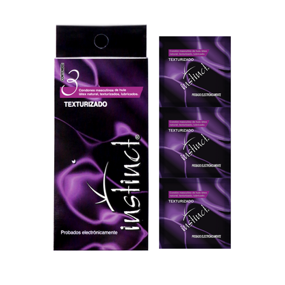 Condón masculino Instinct texturizado. 12 carteras con 3 condones cada uno