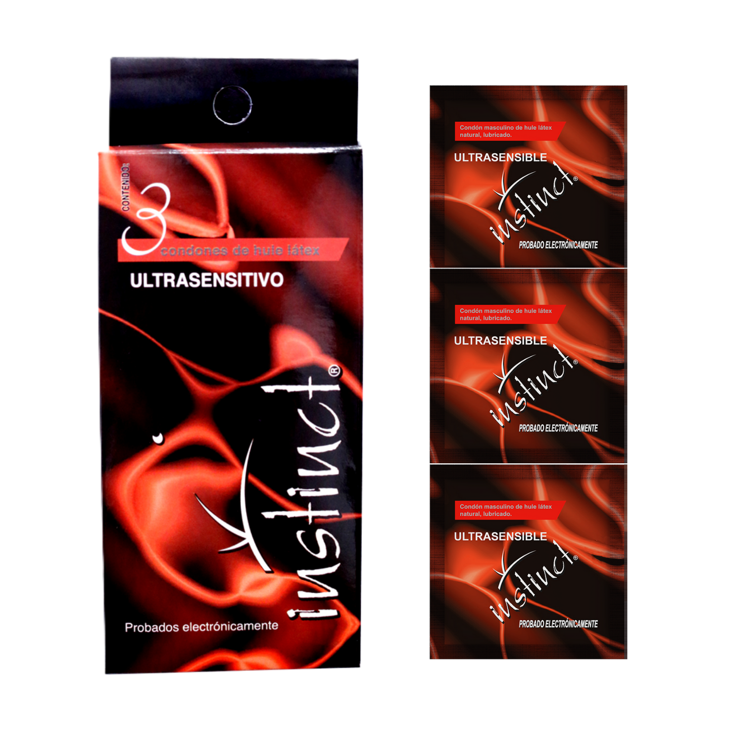 Condón masculino Instinct Ultrasensitivo. Caja con 12 carteras con 3 condones cada uno