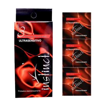 Condón masculino Instinct Ultrasensitivo. Caja con 12 carteras con 3 condones cada uno