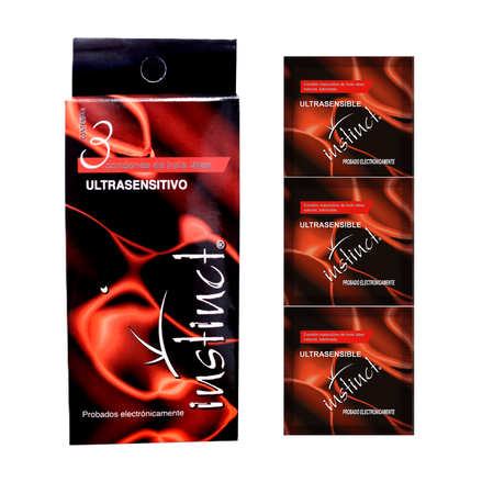 Condón INSTINCT Ultrasensitivo 12 Carteras con 3 Condones Cada uno
