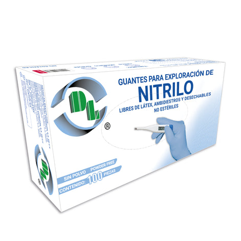 Guantes para exploración de Nitrilo, ambidiestros y desechables no estériles, caja con 100 piezas