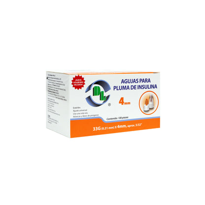 3x1 Agujas para pluma de insulina 33Gx4mm. 3 Cajas con 100 piezas cada una