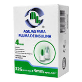 Agujas para pluma de insulina 32G X 4mm caja 10 piezas