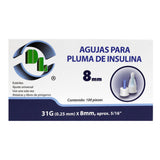 Agujas para pluma de insulina 31G X 8mm caja 100 piezas