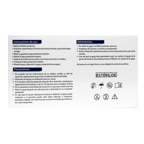 Agujas para pluma de insulina 31G X 8mm caja 100 piezas