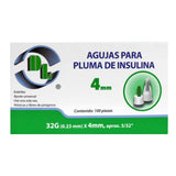 Agujas para pluma de insulina 32G X 4mm caja 100 piezas