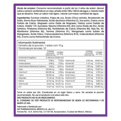 Kit 3 Cajas de C-Blast+D, Vitamina C, Vitamina D, Complejo B, Zinc y Antioxidantes Polvo Efervescente (caja con 10 sobres) (UVA INFANTIL)