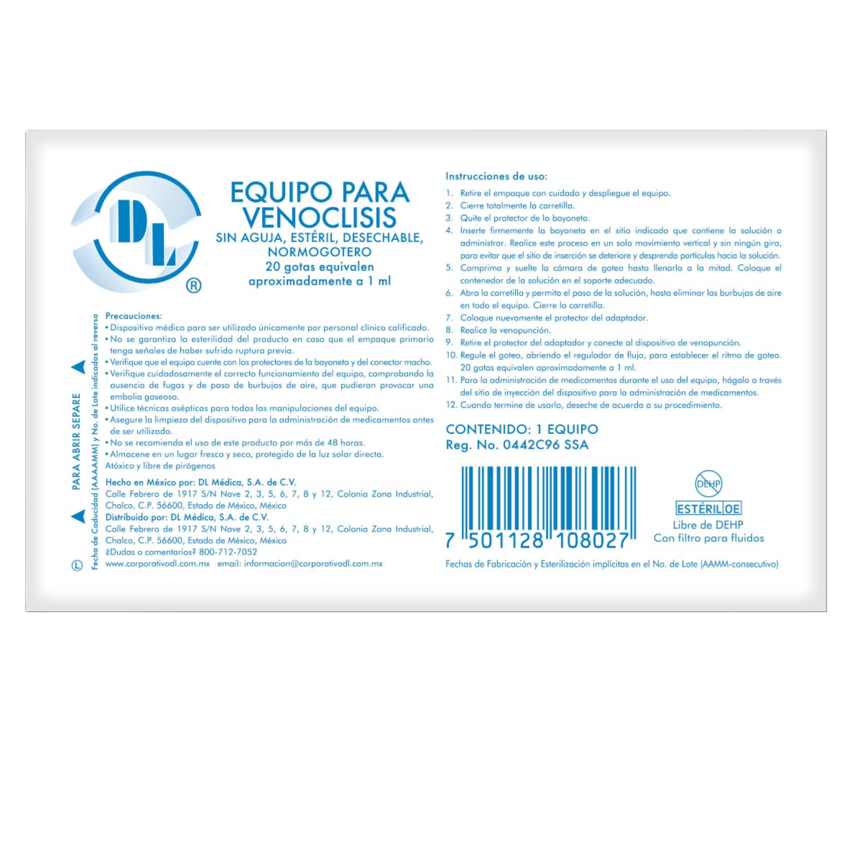 Equipo para Venoclisis Normogotero sin Aguja