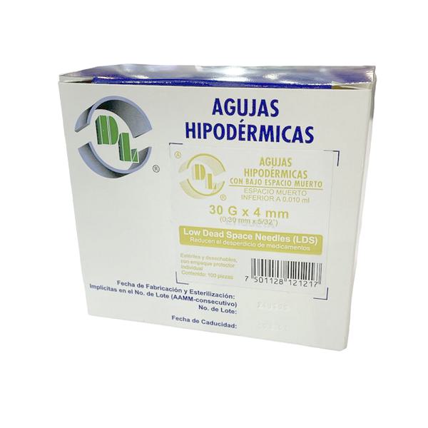 Agujas Hipodérmica DL calibre 30G x 13mm Caja 100 piezas