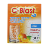 C-Blast+D, Vitamina C, Vitamina D, Complejo B, Zinc y Antioxidantes Polvo Efervescente Sabor Naranja (caja con 10 sobres)