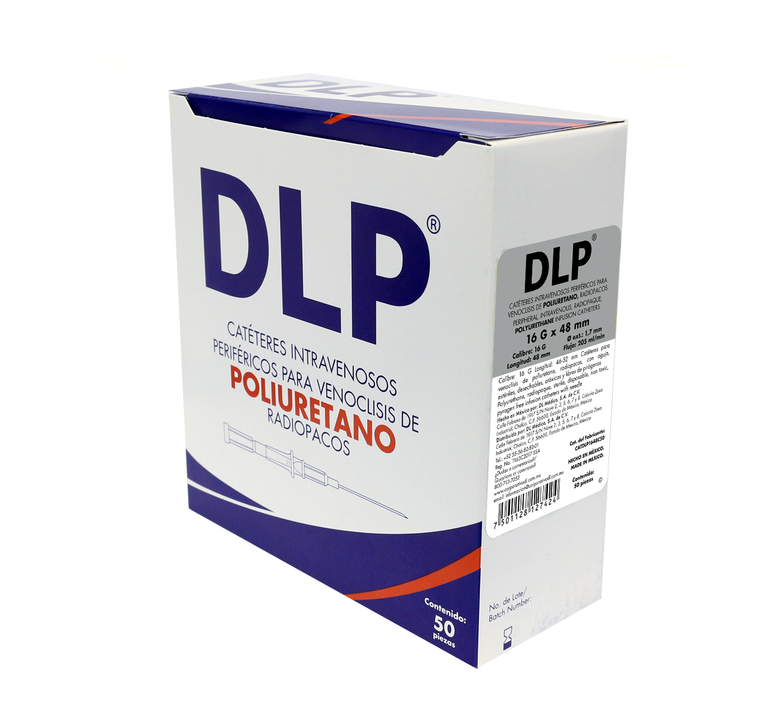 Catéteres Intravenosos Periféricos para Venoclisis DLP Caja con 50 piezas