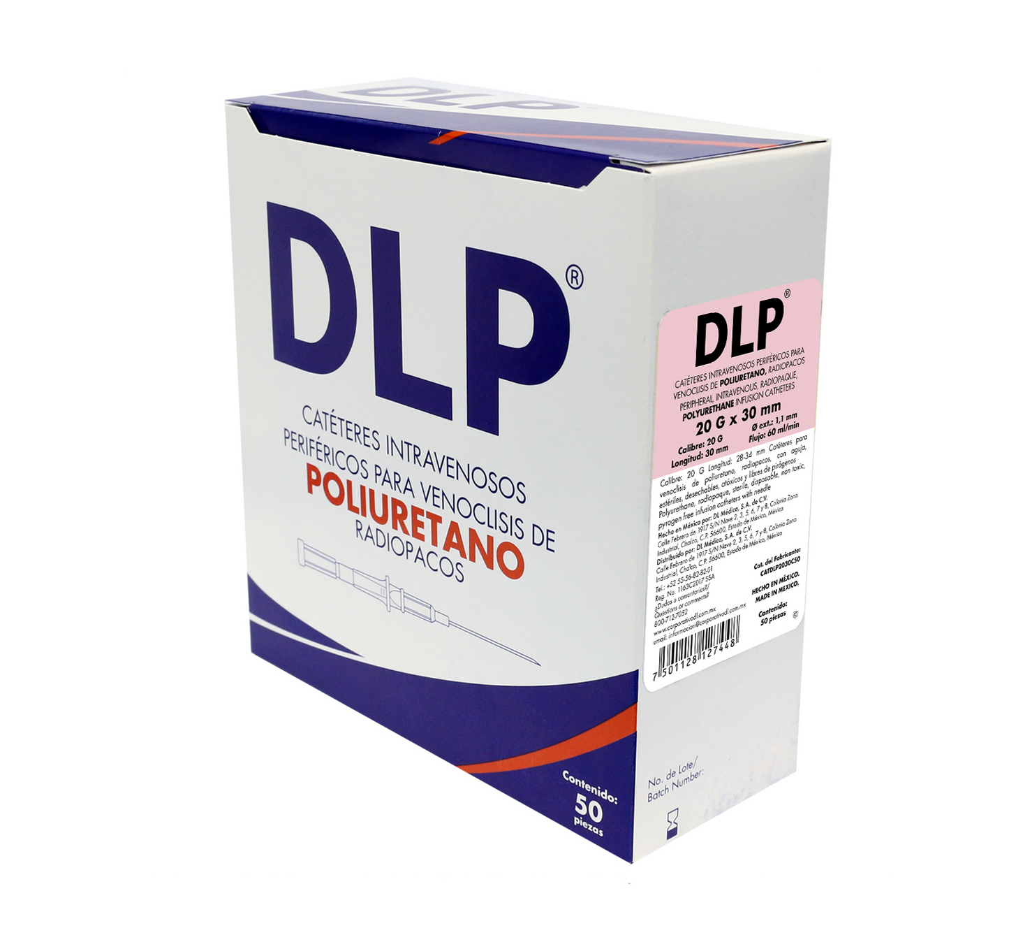 Catéteres Intravenosos Periféricos para Venoclisis DLP Caja con 50 piezas
