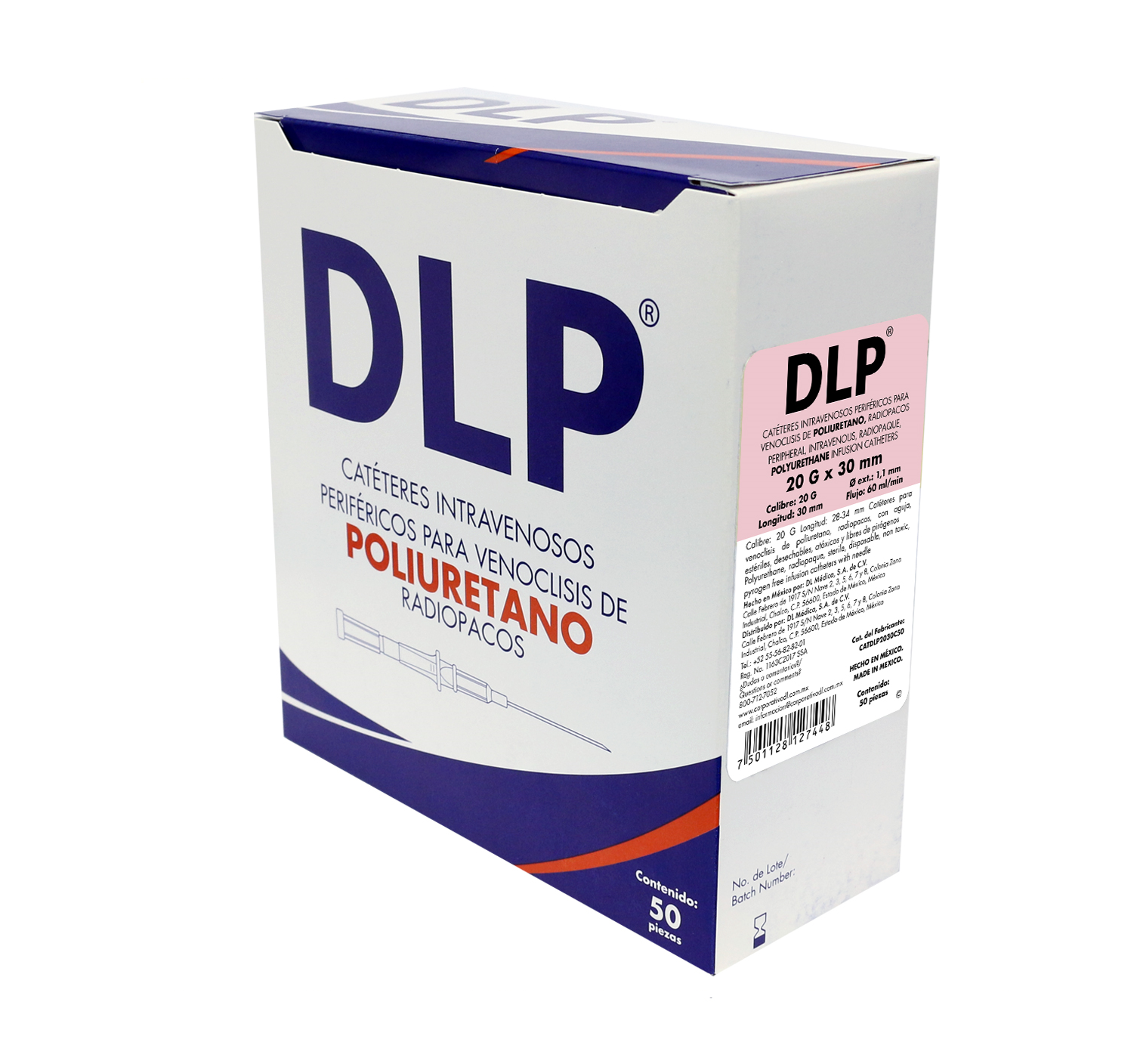 Catéteres Intravenosos Periféricos para Venoclisis DLP Caja con 50 piezas