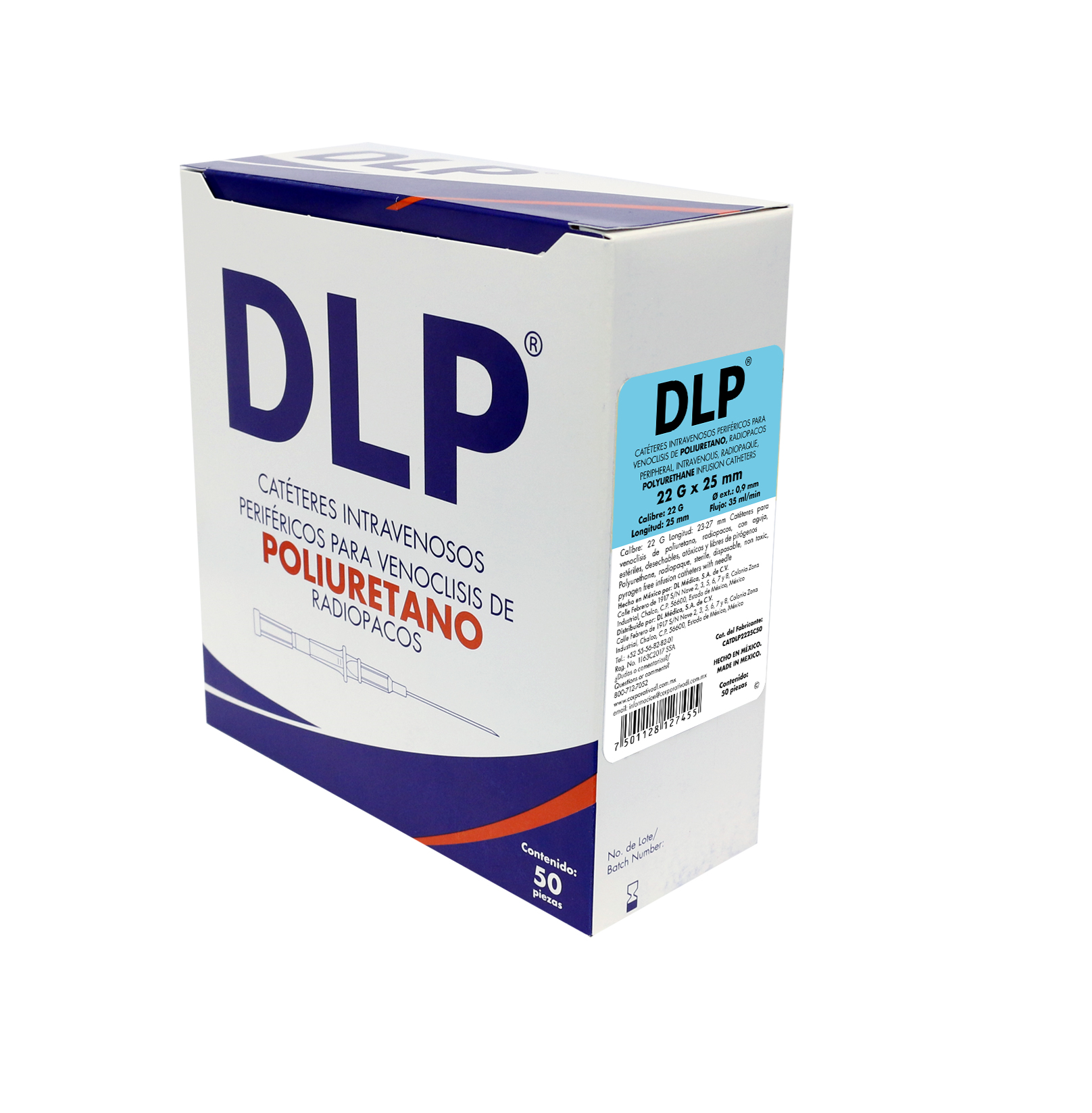 Catéteres Intravenosos Periféricos para Venoclisis DLP Caja con 50 piezas