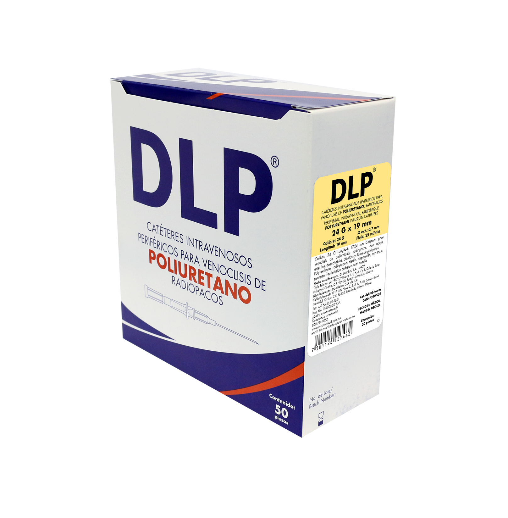 Catéteres Intravenosos Periféricos para Venoclisis DLP Caja con 50 piezas