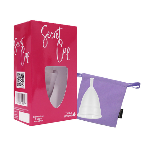 Copa Menstrual Femenina Secret Cup kit copa + Bolsa transportadora, Ecologica e Reutilizable, Tamaño a elegir