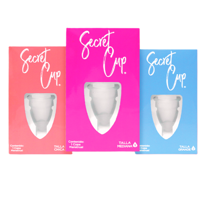 Copa Menstrual Femenina Secret Cup kit copa + Bolsa transportadora, Ecologica e Reutilizable, Tamaño a elegir