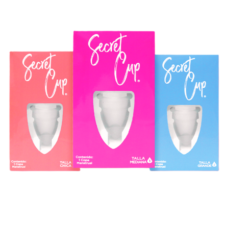 Copa Menstrual Femenina Secret Cup kit copa + Bolsa transportadora, Ecologica e Reutilizable, Tamaño a elegir