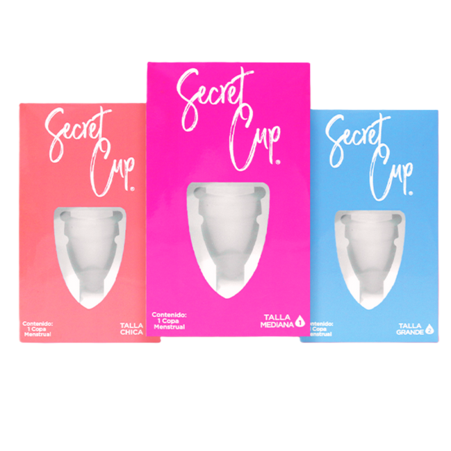 Copa Menstrual Femenina Secret Cup kit copa + Bolsa transportadora, Ecologica e Reutilizable, Tamaño a elegir