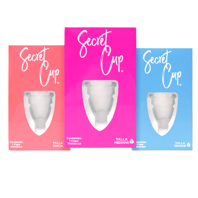 Copa Menstrual Femenina Secret Cup kit copa + Bolsa transportadora, Ecologica e Reutilizable, Tamaño a elegir