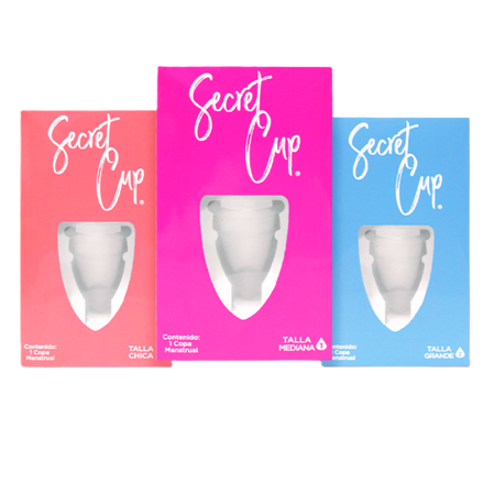 Copa Menstrual Femenina Secret Cup kit copa + Bolsa transportadora, Ecologica e Reutilizable, Tamaño a elegir
