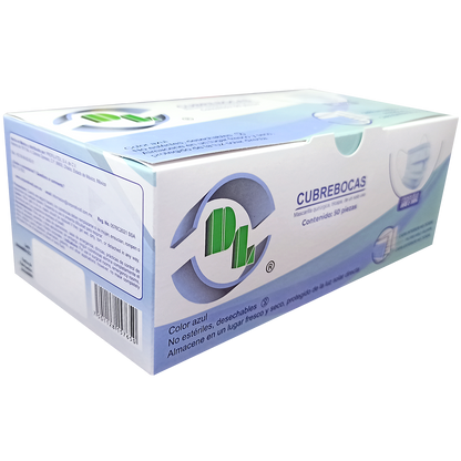 Cubrebocas Tricapa Quirúrgico caja con 50 pzas color azul