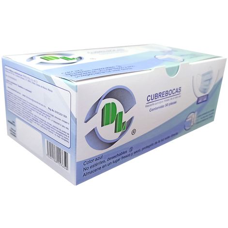 Cubrebocas Tricapa Quirúrgico caja con 50 pzas color azul
