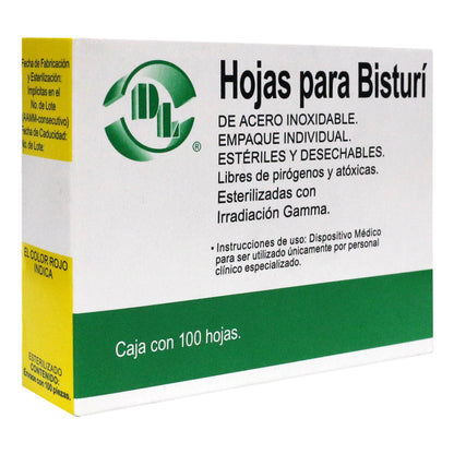 Hojas para Bisturí DL caja con 100 píezas
