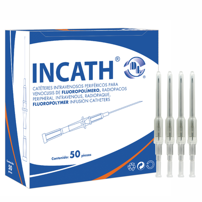 Catéter Intravenoso Periféricos para Venoclisis de Fluoro polímero INCATH caja con 50 pzas
