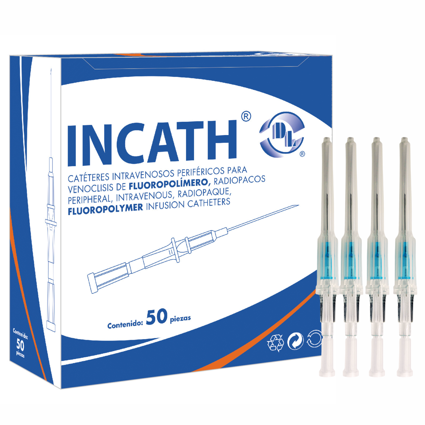 Catéter Intravenoso Periféricos para Venoclisis de Fluoro polímero INCATH caja con 50 pzas