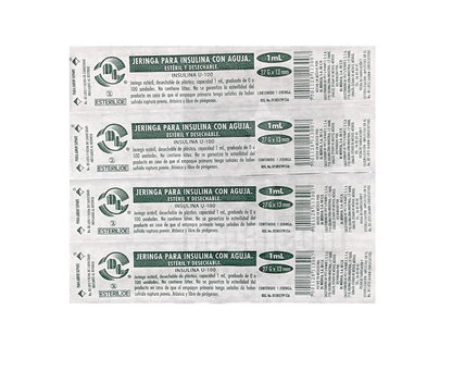 Jeringas para Insulina DL 1 ML 27GX13mm Caja con 200 piezas