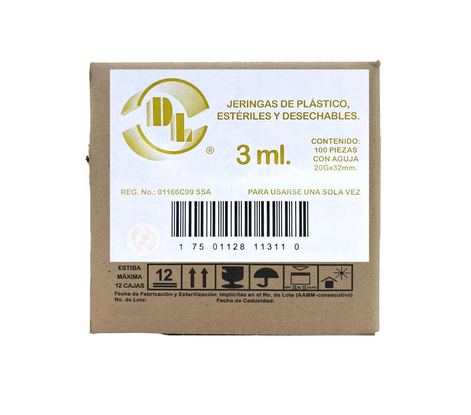 Jeringas DL 3ml 20Gx32mm Caja con 100 piezas