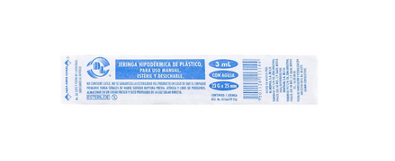 Jeringa DL 3ML 23Gx25MM Caja con 100 Piezas