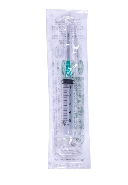 Jeringa DL 5ML 21Gx32MM Caja con 100 piezas