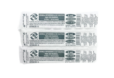 Jeringa DL 5ML 22Gx32mm Caja con 100 piezas